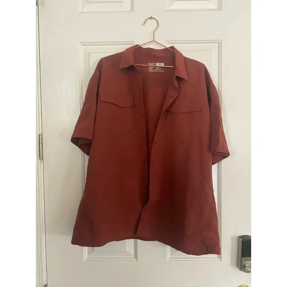 5.11 Tactical Orange Short Sleeve Button-Down Casual Shirt Size XL